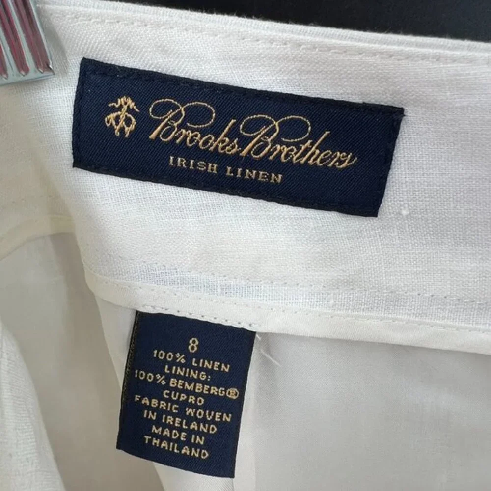 Brooks Brothers 100% Irish linen‎ pencil skirt ivory old money preppy lined 8 - Picture 8 of 10
